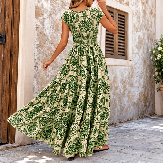 Ivy | Printed V-Neck Maxi Dress