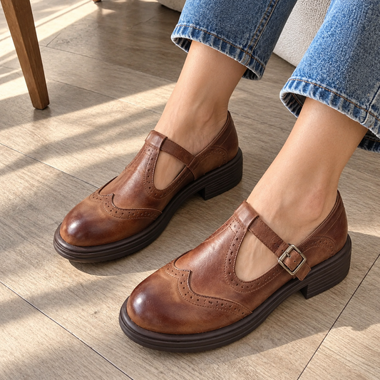 Clara | Retro Leather Mary Jane Heels