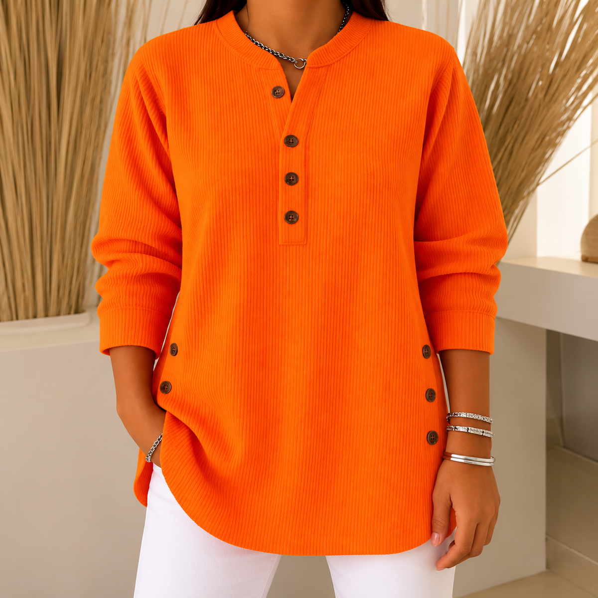 Rachel | Button Detail Knit Pullover
