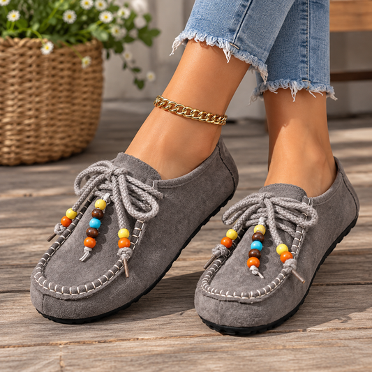 Odessa | Beaded Lace-Up Loafers