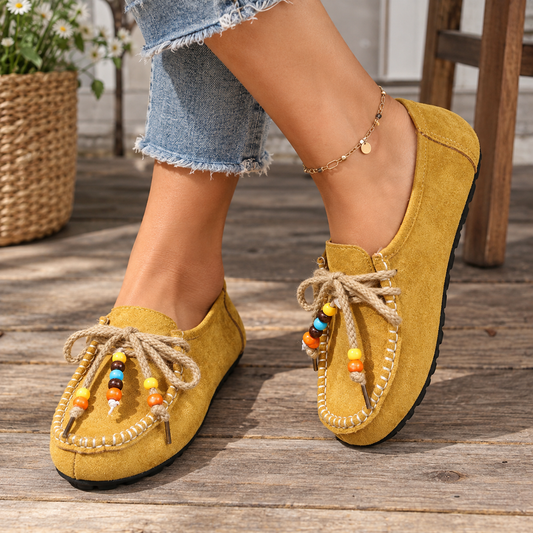 Odessa | Beaded Lace-Up Loafers