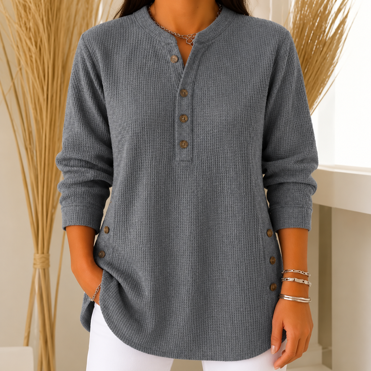 Rachel | Button Detail Knit Pullover