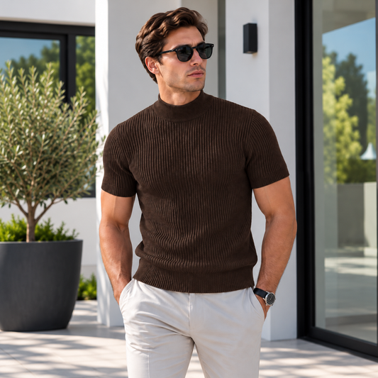 Isaac | Ribbed Mock Neck Shirt