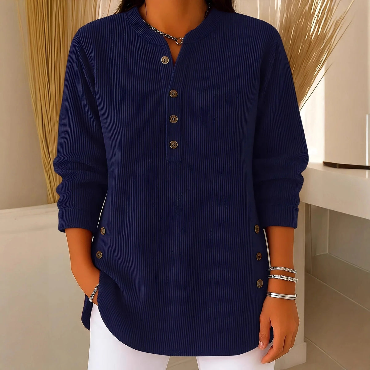 Rachel | Button Detail Knit Pullover