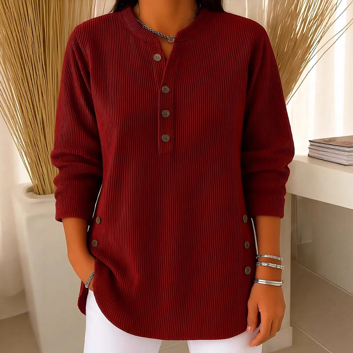 Rachel | Button Detail Knit Pullover