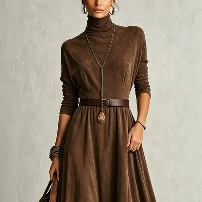 Amelia | Elegant Vintage Faux Suede Maxi Dress