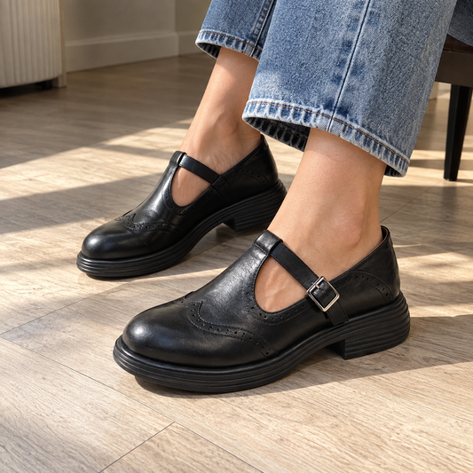 Clara | Retro Leather Mary Jane Heels
