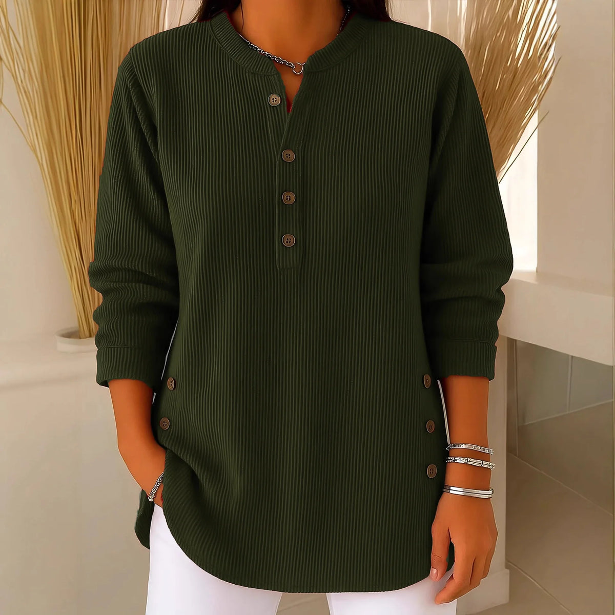 Rachel | Button Detail Knit Pullover